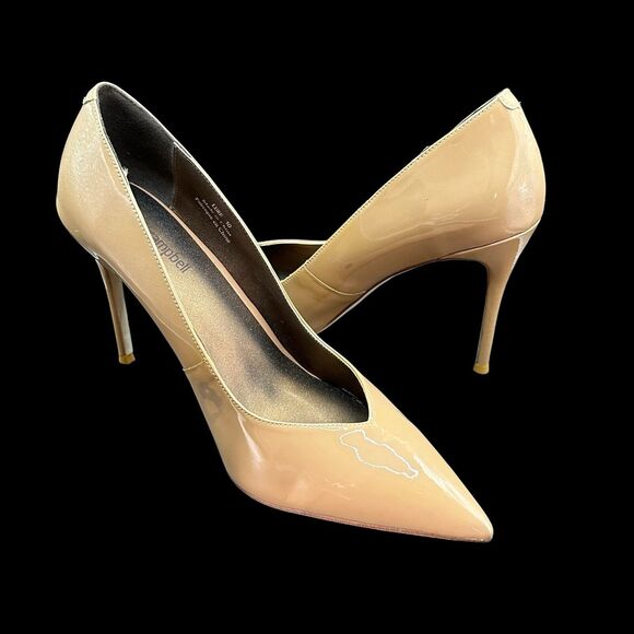 Jeffrey Campbell High Heel Pointed Toe Patent Leather Stiletto Pump Tan Size 10 - Picture 1 of 11